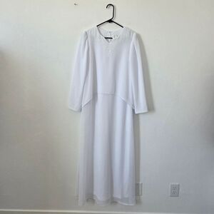 Jody California Esther Dress White Maxi Temple Modest Bridal Wedding Church XS